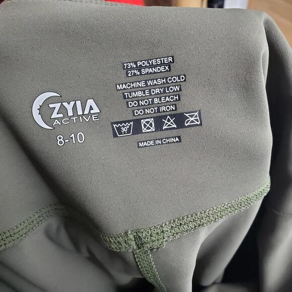 Zyia Leggings Womens 8 10 Leaf Embossed Cropped Mid Rise Olive Green Workout - Picture 7 of 7